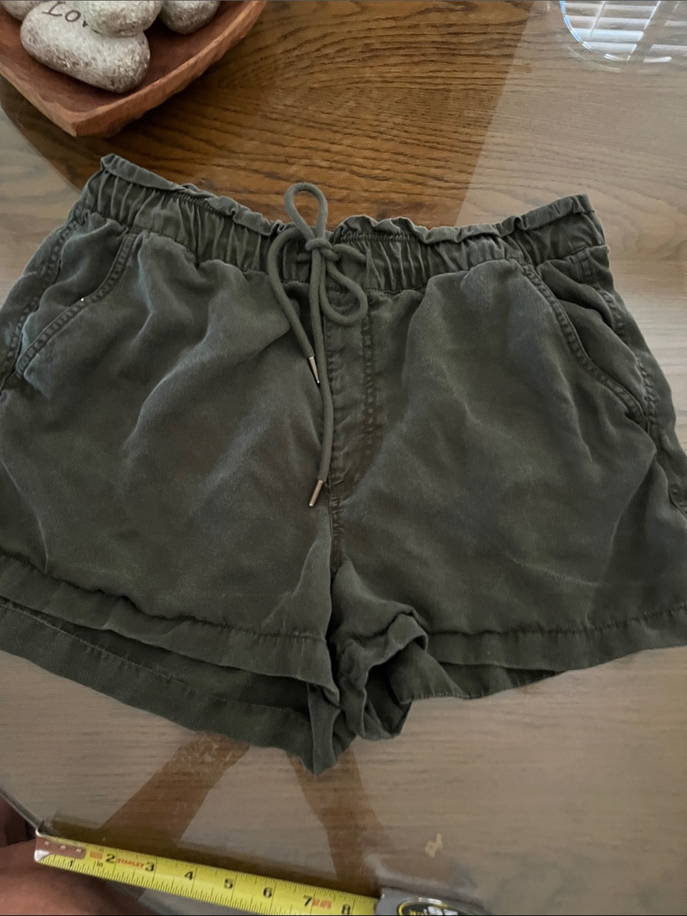 LOFT Olive Green High-Waist Drawstring Shorts